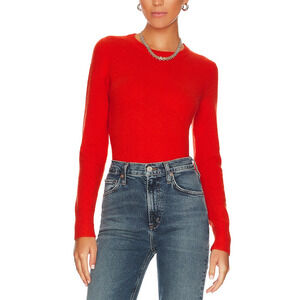 White + Warren 'Cashmere' Red Shrunken Crewneck Size S